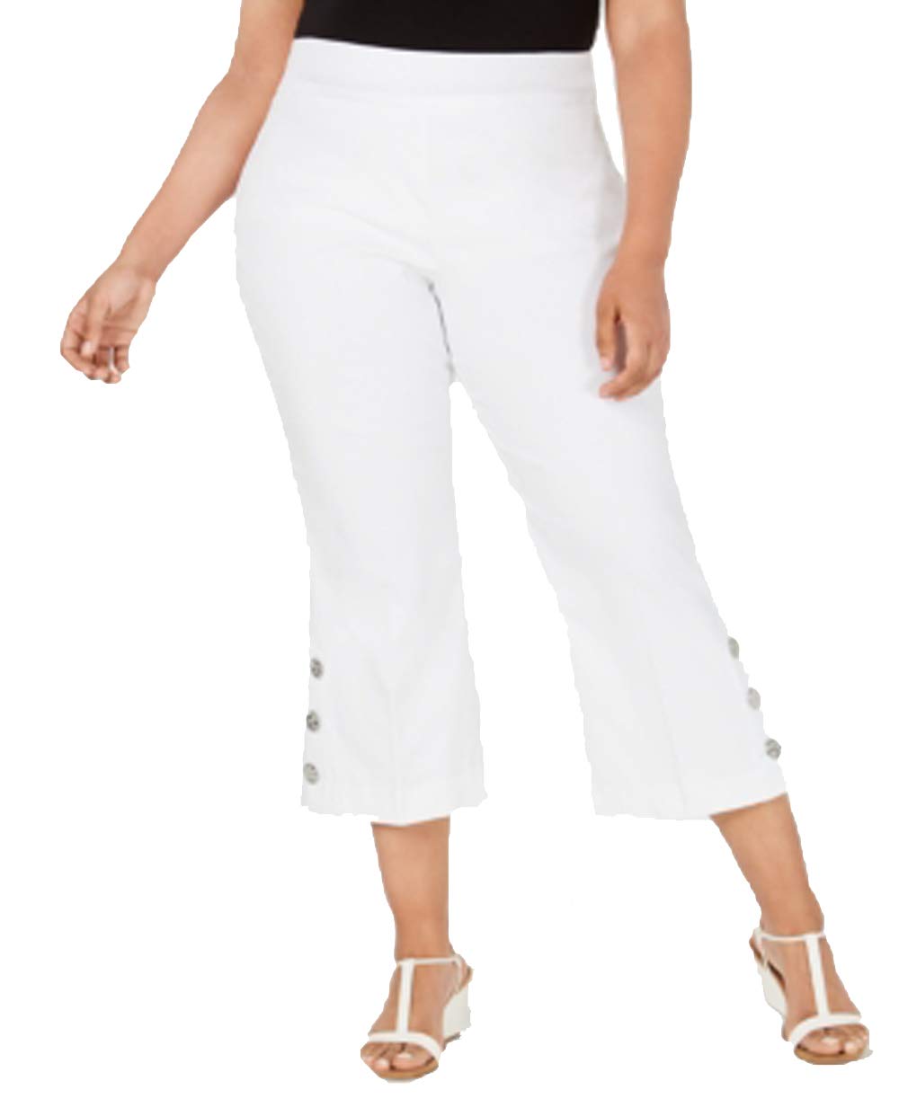 JM CollectionPlus Size Button-Trim Cropped Pants