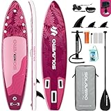 SOLAVERO Tabla Paddle Surf Hinchable, 323 cm Sup con Antideslizante EVA Deck, Paleta Ajustable, Soporte para Cámara, Quillas, para Todos los Niveles de Habilidad, hasta 200 kg, Rosa