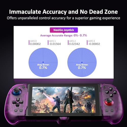 NexiGo Hall Effect Gripcon with Kickstand and HDMI Out for TV Docking, Hall Sensing Joystick for Switch/Switch OLED, Handheld Mode, 4K/1080P Supported HDMI and USB 3.0 Port, Purple by NexiGo - Image 8