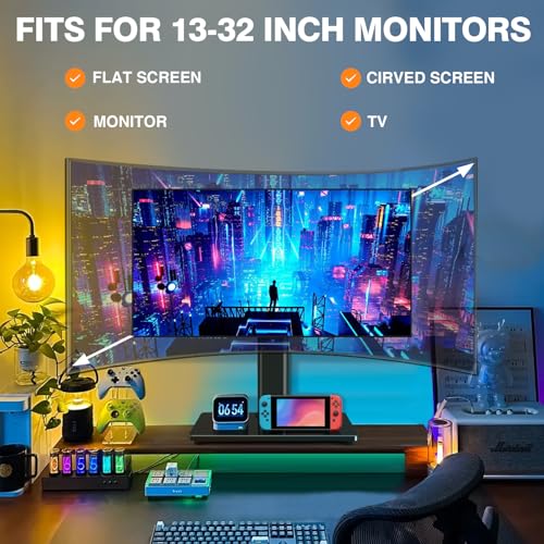Image of 5Rcom Vesa Monitor Stand for 13-32 Inch Screen Monitor Stand Height Adjustable & Tilting & 140 Swivel & 360 Rotatable with Cable Management Max 10 kg VESA 75 /100 mm