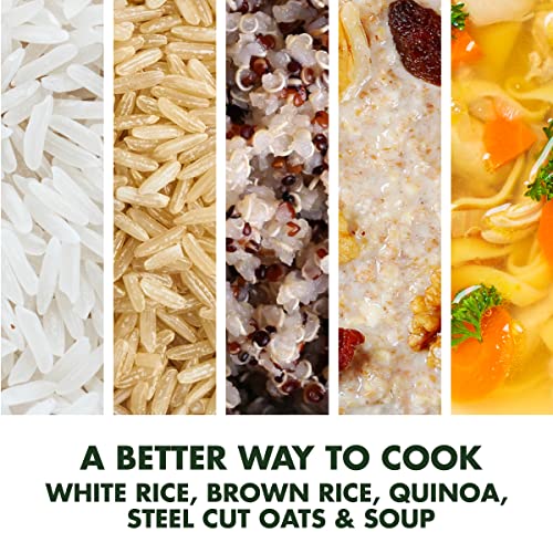 Greenpan Stainless Steel Healthy Ceramic Nonstick 8-Cup Rice Oats Grains & Soup Cooker, Induction Heating For Consistent Results, Dishwasher Safe Pot, Includes Spatula Ladle & Measuring Cup #TOP6