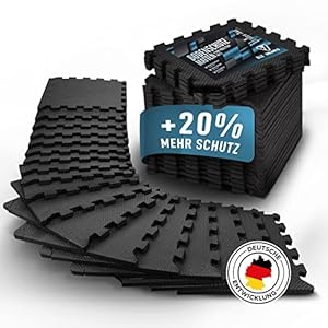 Veluris Vloerbeschermingsmat, fitnessmat, 31 x 31 cm, 18 extra dikke vloermatten, 20% meer bescherming, antislip beschermmatten voor fitnessruimte, fitnessvloer, sportvloer, zwembadonderlegger, valbeschermingsmatten
