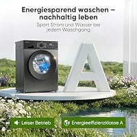 Bomann® Waschmaschine 8kg | 5 Jahre Motor-Garantie | Invertermotor-effizient, leise & langlebig | max. 1400 U/min | 15 Programme | Dampffunktion | LED-Display | Washing Machine | WA 7188 titan-schwarz – Ansicht 3