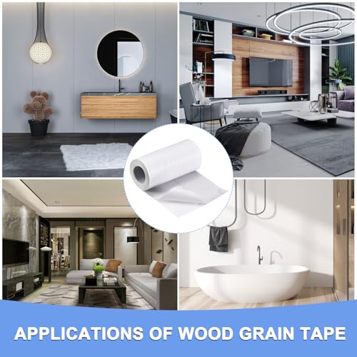 Image of Wood Grain Repair Tape - 1 Pack Self Adhesive Wood Tape Fits for Tables Doors Floor Furniture Renovation - PVC Durable Multi-Use Adhesive Patch - (4.7-inch x 16-ft White)