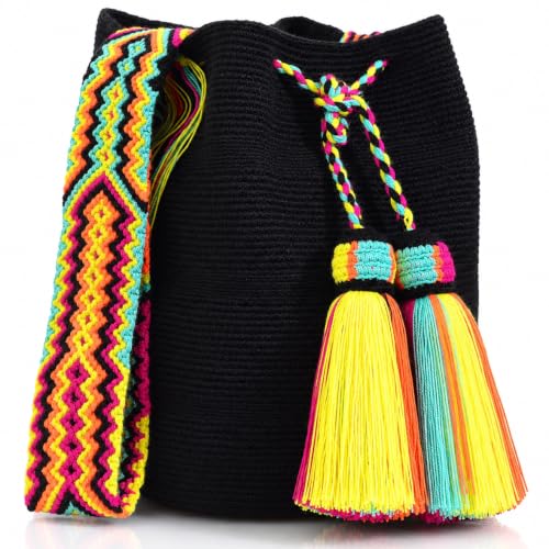 Image of WYOU Designer Wayuu Hand-Crochet Woven Summer Beach Bag for Everyday, Travel-Large Beachy Purse, Colorful Purses for Women