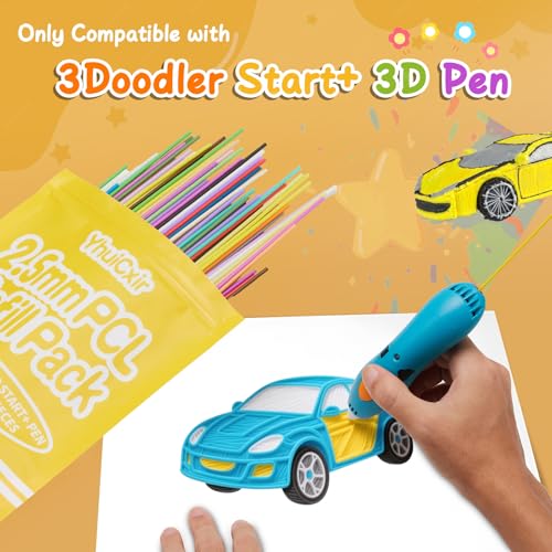 Image of 300 Pieces 3D Pen Refills Pack for 3Doodler Start+ Pen 30 Colors 2.5 mm Low Temperature 3D Pencil PCL Filaments Not Compatible with Other 3D Printing Pens