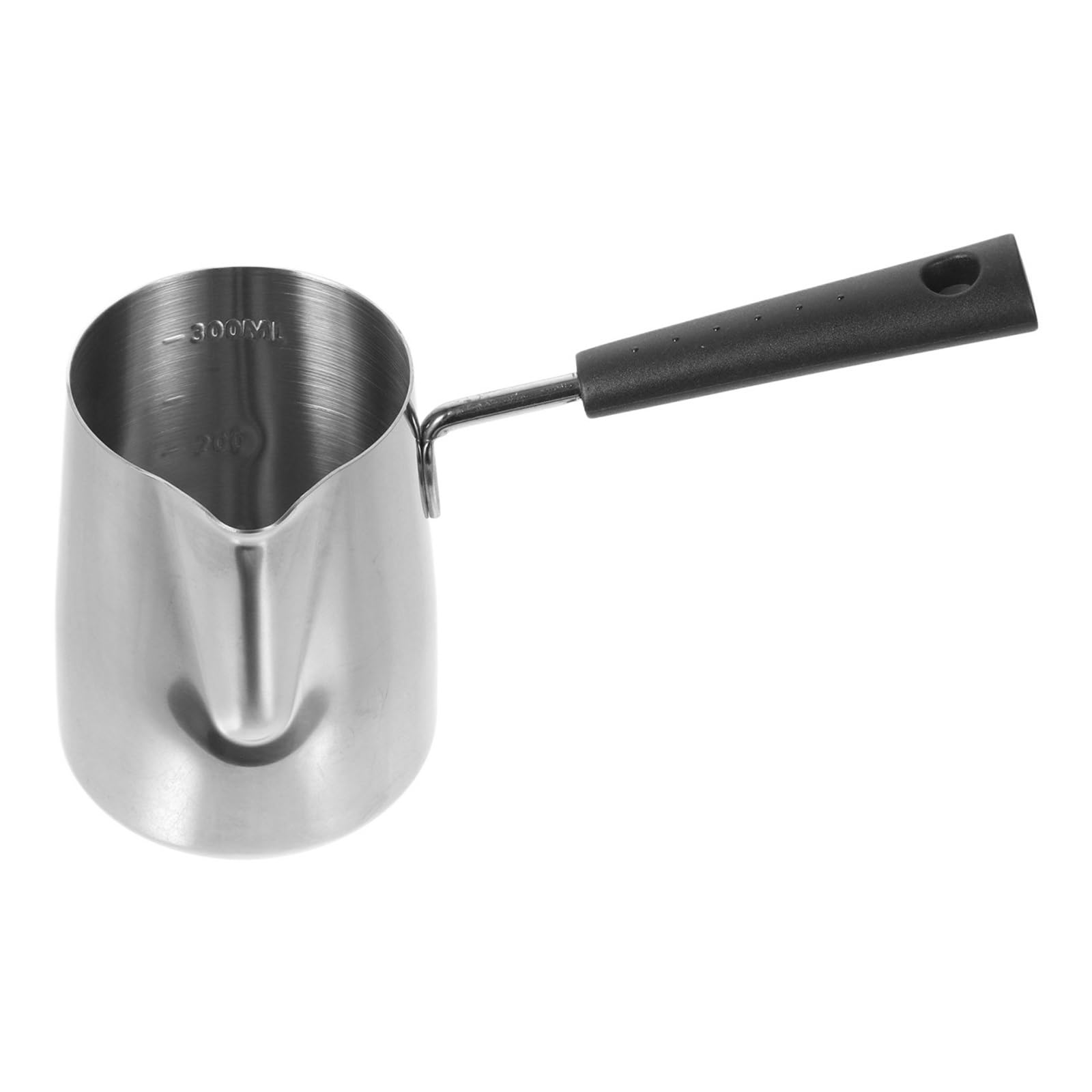 Jarra de leche acero inoxidable 350ml, for máquina café expreso, taza for hacer espuma, con, boquilla puntiaguda, mango ergonómico, 1 ud