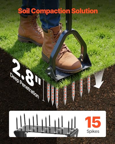 Aérateur de gazon manuel VEVOR 23,5 cm outil de jardinage à pointes