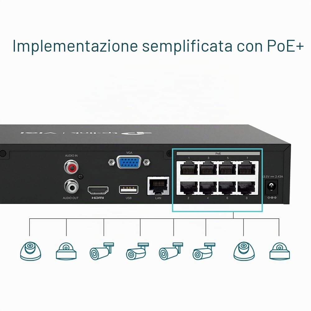 TP-Link Vigi Nvr1008H-8mp V1 - Nvr - 8 Canali