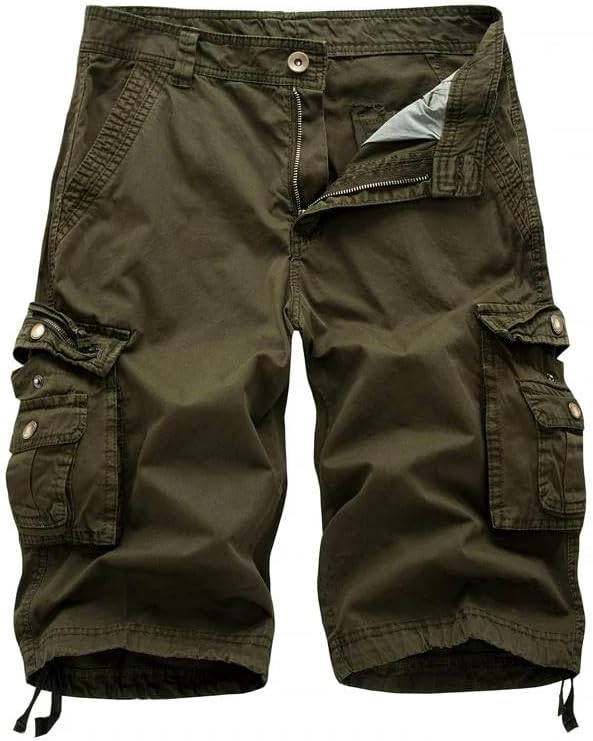 Men's Summer Cotton Army Military Tactical-Style Cargo Shorts Casual Streetwear Multi-Pocket