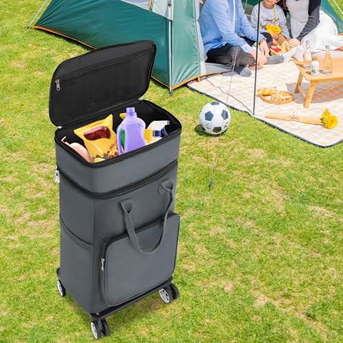 Carrito de compras 2 en 1 con ruedas y bolsa impermeable miniatura 4