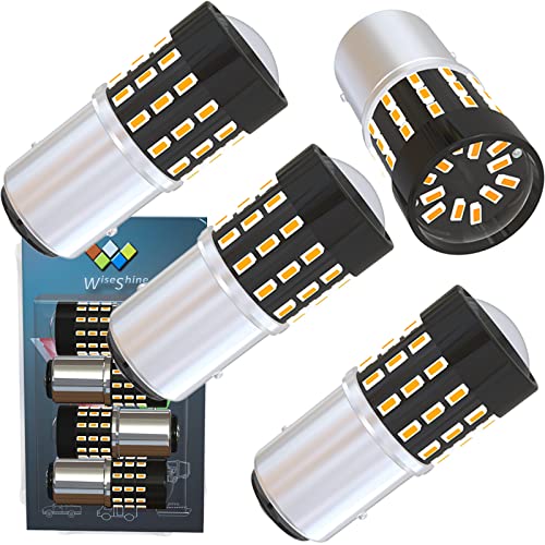 Wiseshine BAY15D P21/5W 1034A 1157A 1157NA 2057A 2057NA 2357A 2357NA Amber Yellow 54smd 3014 12V-24V Super Bright LED for Turn Signal Rear Parking Sidemarker Front Rear Light Bulb Bulbs(pack of 4)