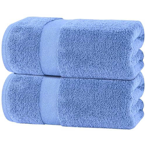 Image of White Classic Luxury Soft Bath Sheet Towels - 650 GSM Cotton Luxury Towels Extra Large 35x70 | Highly Absorbent and Quick Dry | Hotel Quality, Light Blue, 2 Pack