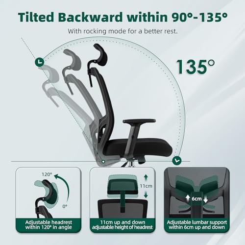 Ergonomischer Bürostuhl bis 150 kg mit verstellbarer Lendenwirbelstütze
