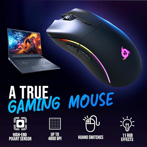 Image of KLIM Thunder Wireless Gaming Keyboard and Mouse Combo - New - Backlit Keyboard with Long-Lasting Built-in Battery - 4800 DPI RGB Gaming Mouse for PC