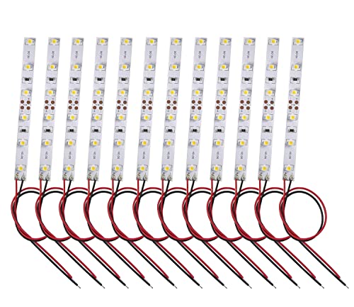 HUAZIZ 12 Pezzi Precablato Bianco Caldo Striscia Led 2835 SMD 6- LED Luce Autoadesiva 12 V ~ 18 V 25 CM per il modello treno layout led per modellismo