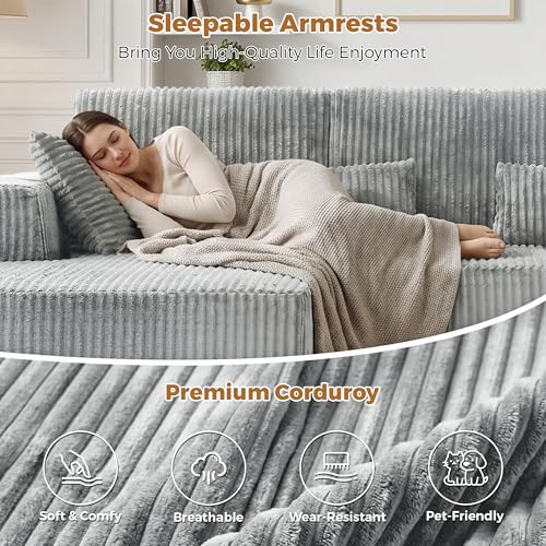 Image of 108 inch Boneless Couch for Living Room, L Shaped Modular Sectional Sofa