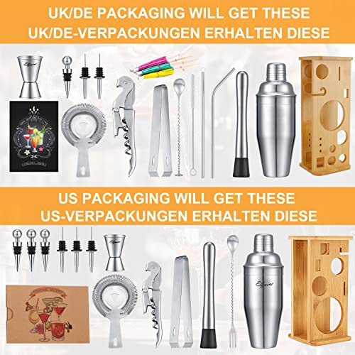 Cocktail Making Set Geschenken voor Mannen & Vrouwen-Cocktail Gift Sets Cocktail Shaker Set Cocktail Making Kit, Cocktail Mixer Set w/Recept, Barman Kit w/Stand, Kerstcadeaus Cocktail Maker Set - Image 5