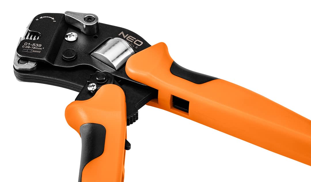 NEO TOOLS Szczypce do zaciskania końcówek tulejkowych - Długość 230 mm - Szczypce zaciskowe samonastawne - Praska - Z wysokiej jakości stali CrV - Zaciskarka do kabli