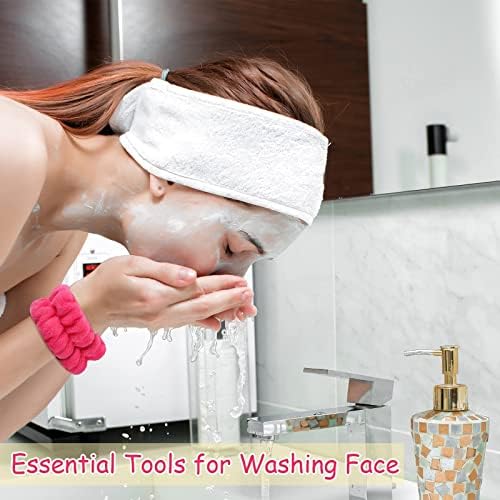 4 Pairs Wrist Spa Washband Microfiber Wrist Wash Towel Band Wristbands for Washing Face Absorbent Wristbands Wrist Sweatband for Women Girls Prevent Liquid from Spilling Down Your Arms