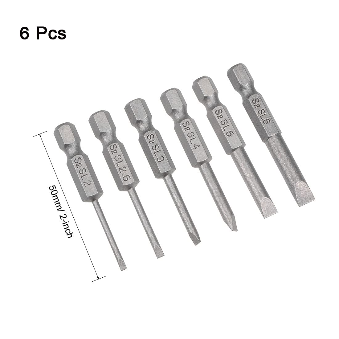 uxcell Slotted Bits Set 6pcs 1/4 Inch Hex Shank SL2-SL6