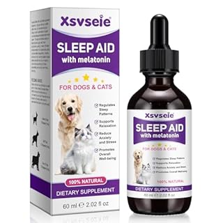 JWUOCBF Melatonina per Cani,Gocce di Aiuto al Sonno per Cani e Gatti calmanti,Melatonina liquida per Animali Domestici Supporta Il rilassamento e Il Sonno Profondo e Il Benessere Generale