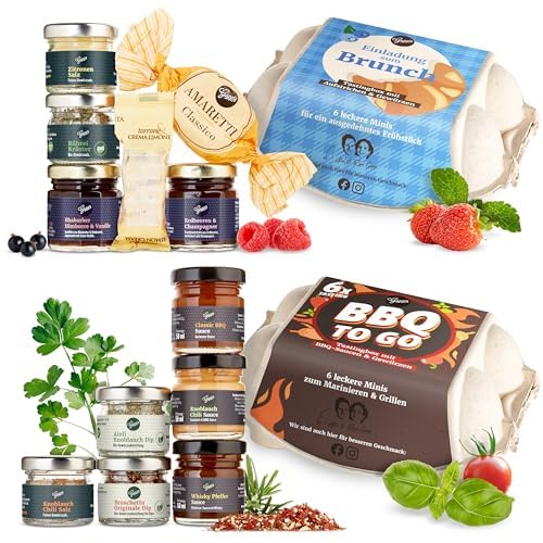 Gepp's Feinkost Mini Genussreise zu Ostern I Ostergeschenk mit 12 leckeren Minis - Gewürze, Dips, Saucen & Konfitüren I BBQ Tasting Box zum Marinieren & Grillen I...