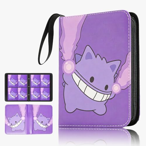 POZZI 4 Pocket Trading Card Binder 3-Ring Card Album with Zipper and Handle Holds 240 Cards 30 Removable Acid-Free PP Sleeves for Standard-Size TCG & Sports Cards