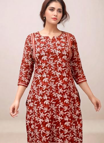 Image of Women's Cotton Printed Straight Kurti
