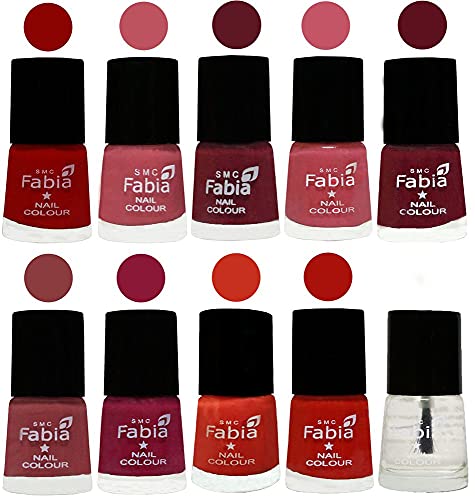 Image of SMC Fabia ALL IN ONE (PACK OF 10), Long Lasting Glossy Nail Polish, 6 ml Each, All Vibrant Colours,02422