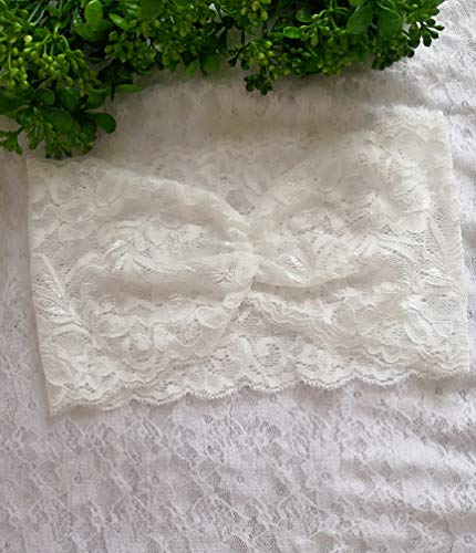Stretch Lace Headbands For Women Wide Lace Turban Headbands For Women Lace Yoga Headbands Lace Headwrap (Ivory) #TOP5
