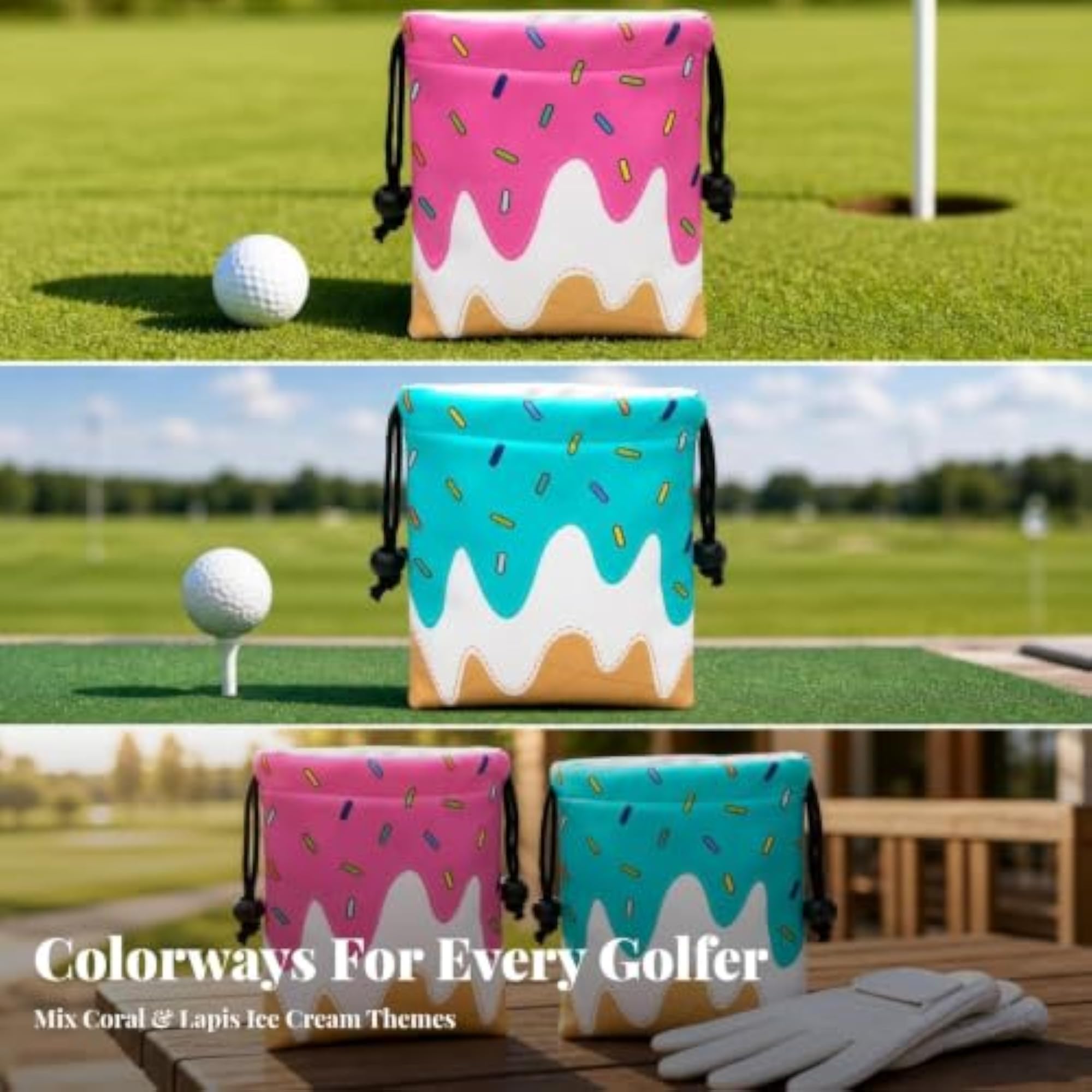 Compact Drawstring Pouch, Ice-Cream Drip Pattern