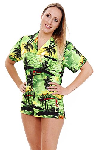 V.H.O. Funky Hawaiian Blouse, Surf, Green, L
