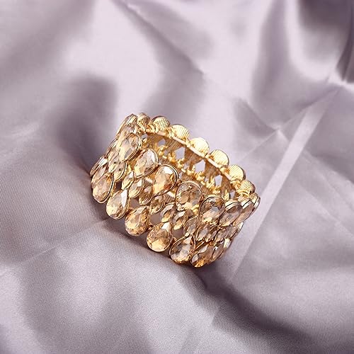 QLLYHLH Women’s Teardrop Stretch Bangle Bracelet Austrian Crystal Brides Bridesmaid Party Accessories for wedding3