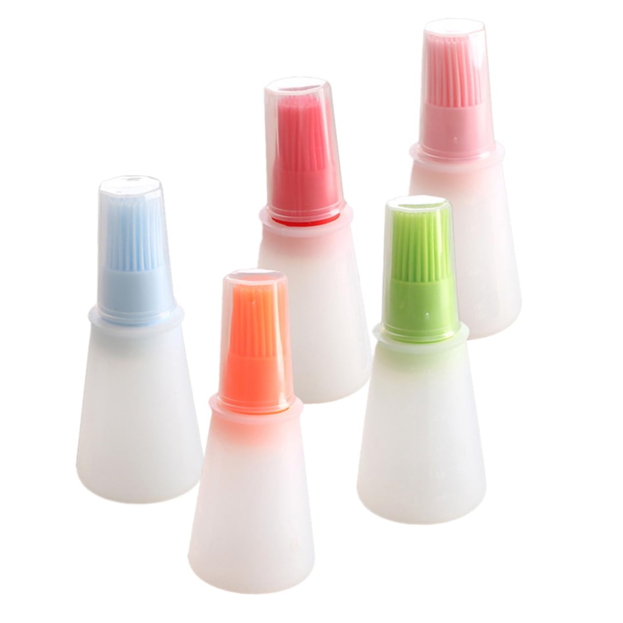 Ciieeo 70ml Bbq Silicone Oil Bottle Brush Kit Set of 5 Non-slip for Frying Pan Waffle Iron Outdoor Grilling Baking