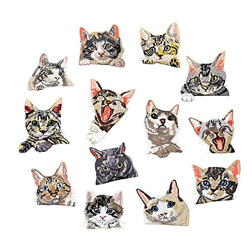 13 Pcs Cute Cat Iron on Patches Embroidered Motif Applique Assorted Size Decoration Sew On Patches for DIY Jeans Jacket, Clothing, Handbag, Shoes,Caps 13 Pcs Cute Cat Iron on Patches Embroidered Motif Applique Assorted Size Decoration Sew On Patches for DIY Jeans Jacket, Clothing, Handbag, Shoes,Caps