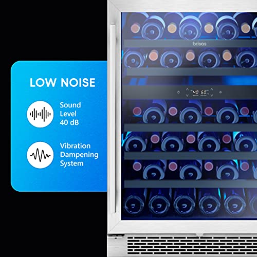 Zephyr Brisas 24 Inch Wine Fridge Dual Zone Under Counter - Low Noise Countertop Wine Cooler Cellars Cabinet Home Bar Freestanding Wine Refrigerator with Glass Door and Temp Control, 46 Bottles - Image 5