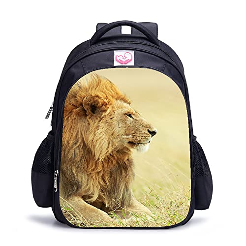 Sac à dos scolaire pour enfants lion imprimé 3D cartable voyage 41x28x12 cm
