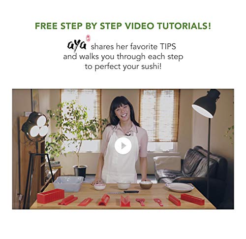 Sushi Making Kit - Original AYA Sushi Maker Deluxe - Online Video Tutorials Complete with Sushi Knife 11 Piece Sushi Set - Easy and Fun - Sushi Rolls
