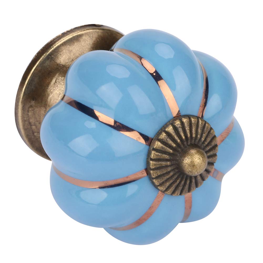 Ceramic Pumpkin Knobs European Style Handle Pull For Room Cabinet Drawer Furniture (Blue) - Image 4