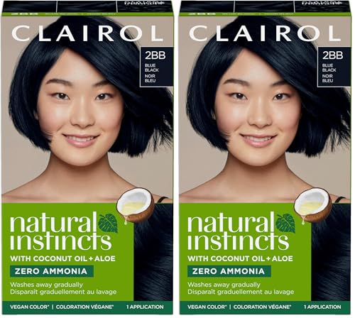 Image of Clairol Natural Instincts Demi-Permanent Hair Dye, 2BB Blue Black Hair Color, Pack of 2