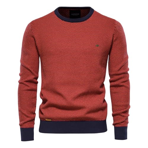 Men Sweater Slim Fit Comfortable Men Soft Knit Sweater Casual Men Fashion Warm Knitwear Temperament Classic Men Trend Long Sleeve Sweater H-Orange M