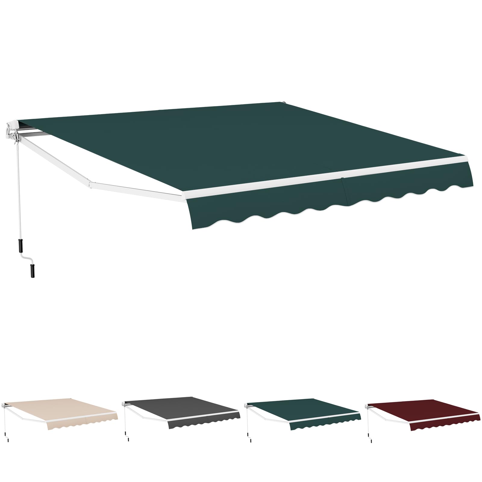 HOMASIS Tenda da Sole per Esterno, 3,6x3M, Tenda Estensibile da Veranda da Giardino, Superficie Impermeabile e Telaio in Alluminio, Tenda da Sole a Caduta per Balcone, Terrazzo (Verde)