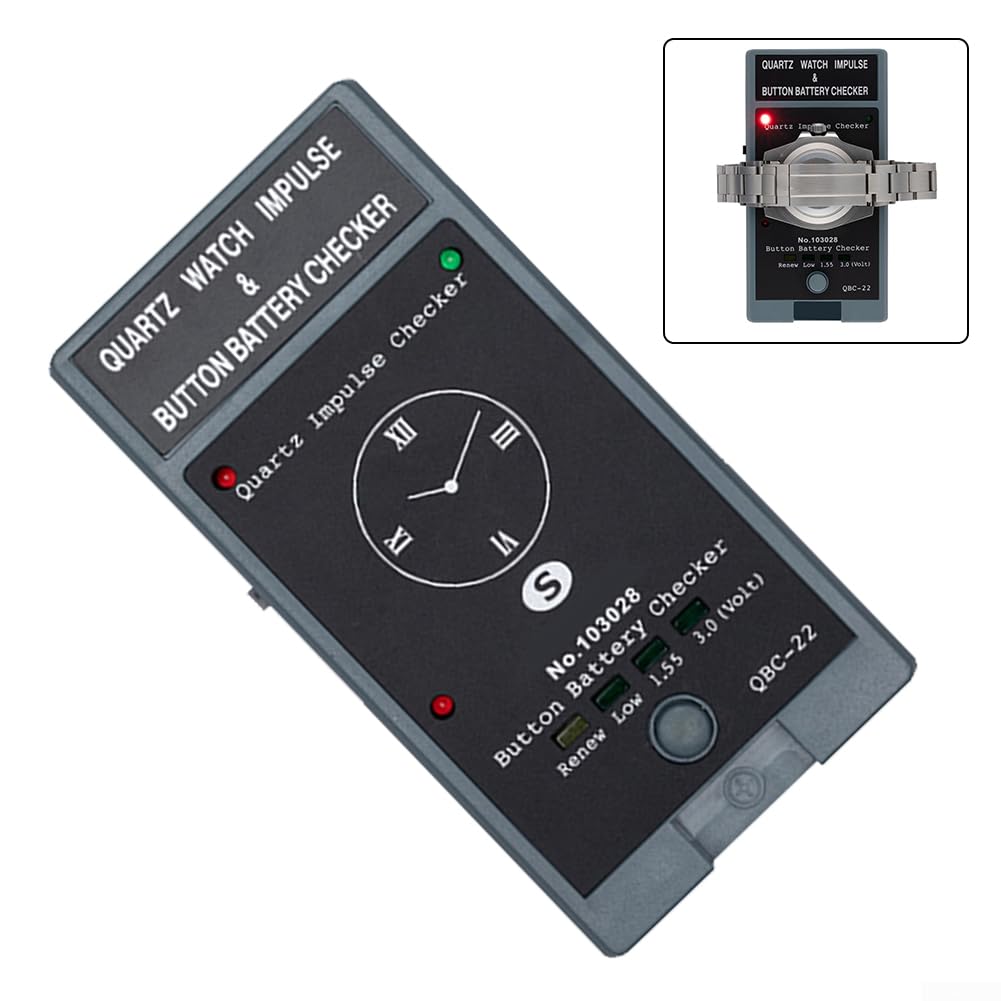 ReachMall Tester per orologio a doppio scopo QBC-22 Rilevatore di impulsi al quarzo e per misuratore di tensione della batteria per celle da 1,5 V 3 V strumento leggero