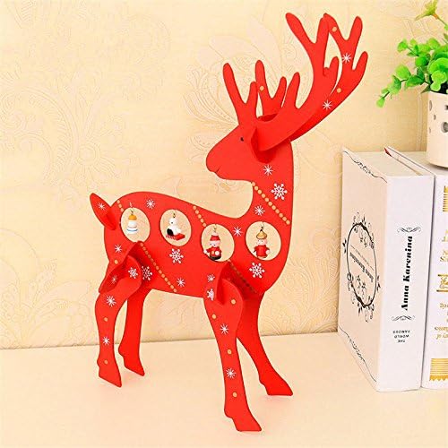 AOOF Christmas 2017 Deer Elk Wood Table Desktop Decoration Gift Mini Ornament (Color : B)