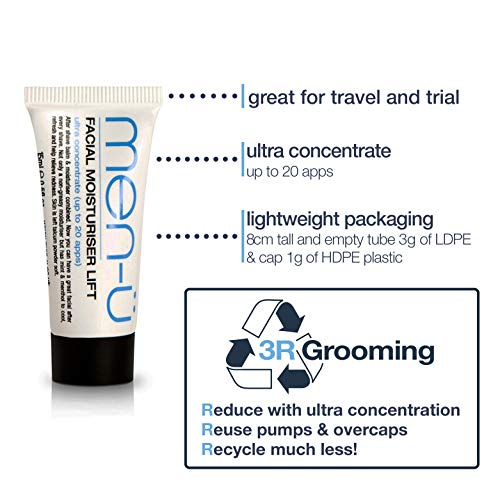 men-ü FACIAL MOISTURISER LIFT 15ml Travel tube - Moisturiser & Aftershave balm for men, up to 20 applications, Post Shave Mens Moisturiser 15ml - Image 5