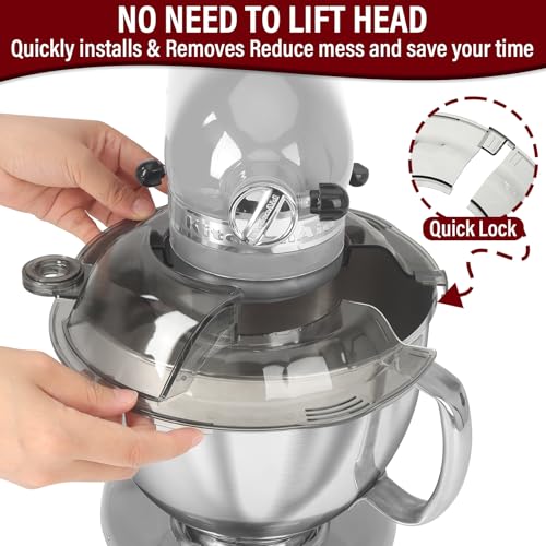 Image of Pouring Shield for KitchenAid Tilt Head 4.5-5QT Stainless Steel (Only),Safety Pouring Shield,Splatter Guard for kitchenaid mixer bowl,Kitchen Aid Stand Mixers (Transparent Grey, for 4.5-5 QT)