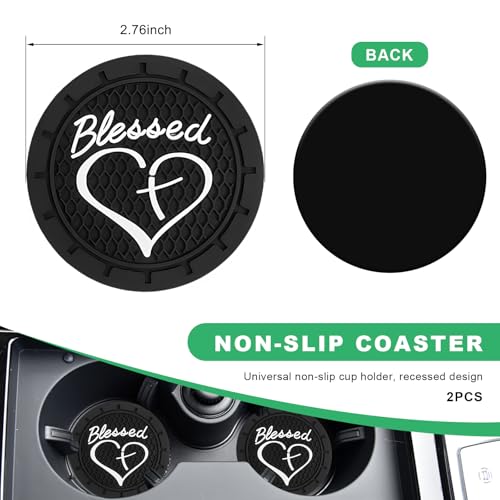 2 PCS Posavasos para Carro 2.76 in Antideslizante Negro miniatura 2