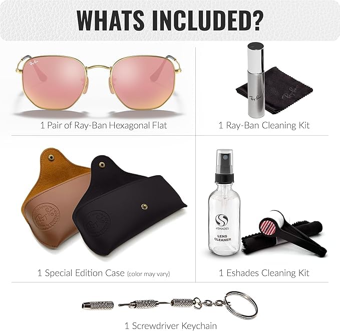 Image of Ray-Ban RB3548N HEXAGONAL FLAT LENSES Square-Round Shape Sunglasses for Men & Women with Official Eyewear Kit