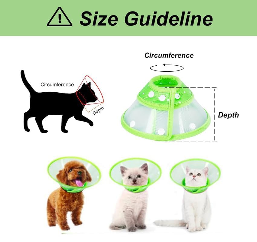 Image of Pets Empire Pet Recovery Collar for Dogs & Cats | Adjustable Elizabethan Cone | Protective E-Collar for Wound Healing, Grooming & Post-Surgery Care Green (M)